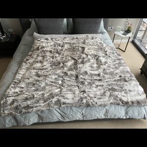Adrienne Landau Rabbit Fur Throw Blanket